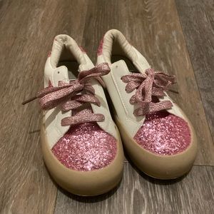 Pink and white sparkly shoes, girls